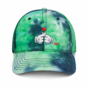 Tie dye hat thumb heart